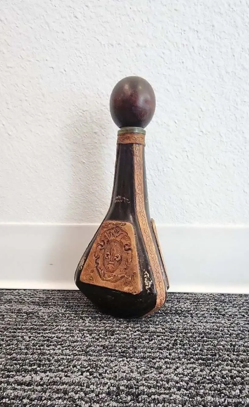 Vintage Italian Leather Wrapped Glass Decanter Made for Rico Industries